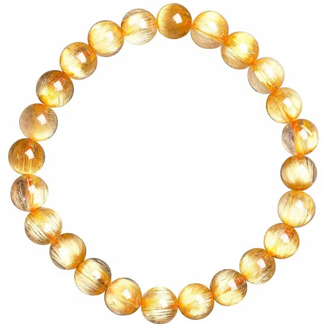 豆蔻时光 奢藏级复古潮流气质优雅新中式潮流高级感素珠#好运  金灿灿金发晶 水晶 手串 男女同款情侣款