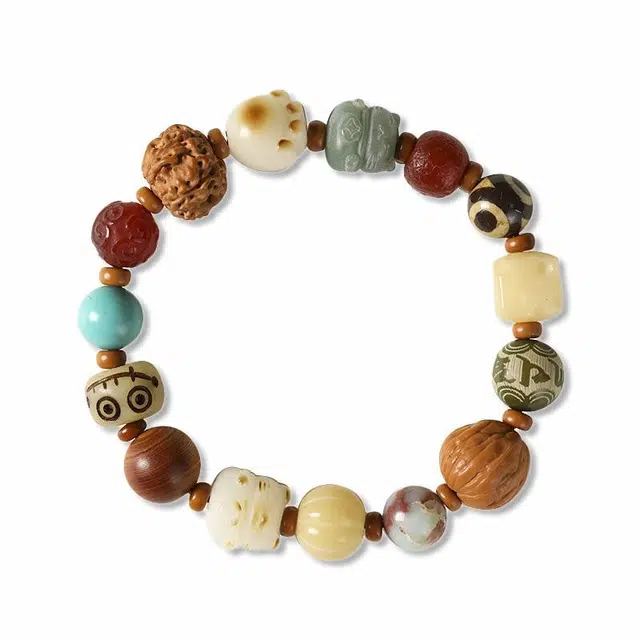 琉堇 新中式多宝多福多彩转运珠招财纳福复古国潮#好运 菩提根 手串 男女同款情侣款
