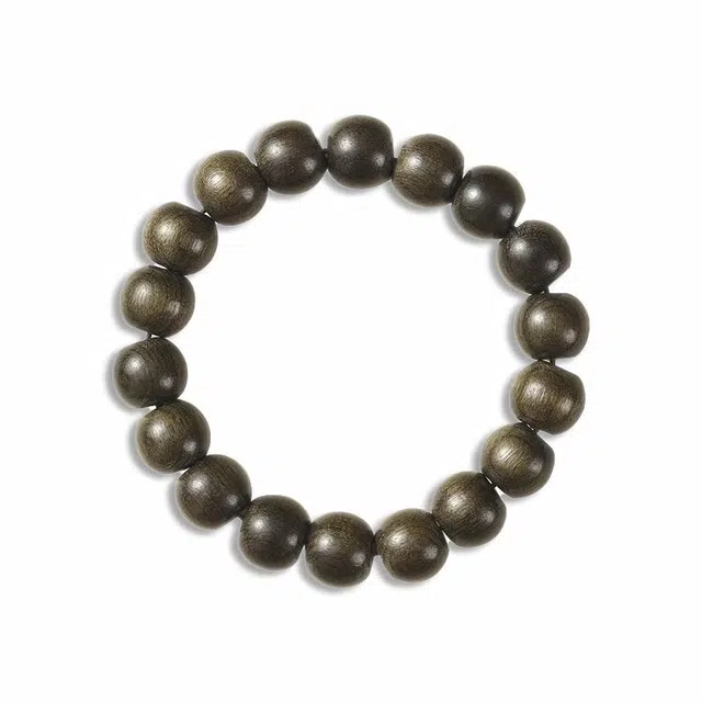 琉堇 国潮新中式八方来财原木念珠盘玩盘珠文玩静心佛珠盘串招财转运手饰#好运 阴沉木 木作手串 男女同款情侣款