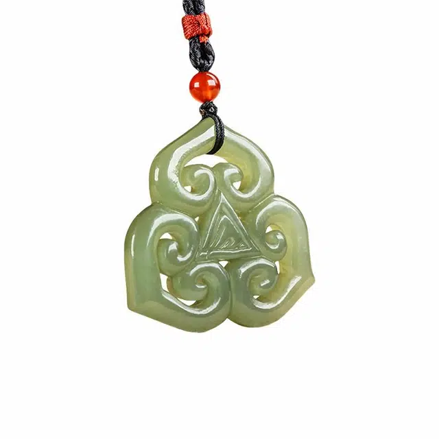 舒杰 湖水绿如意佩 和田玉项链 青白玉 男女同款情侣款