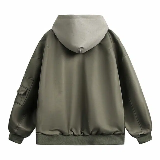 雅鹿 基础款复古高街假两件百搭连帽宽松休闲工装夹克外套 男女同款