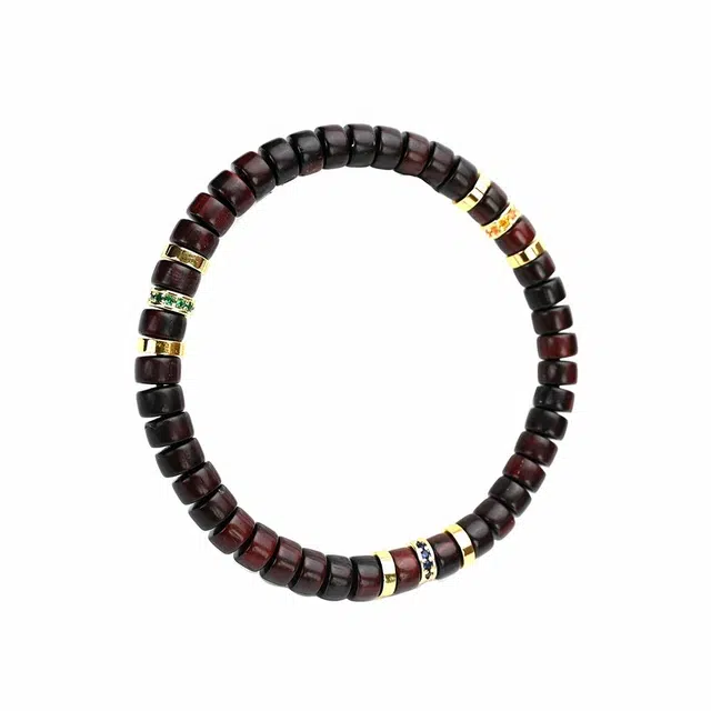 天纵 新中式国潮招财幸运 一叶暴富小众高级感设计 片片珠直切精工规圆文玩好运 紫檀属 木作手串 男女同款情侣款