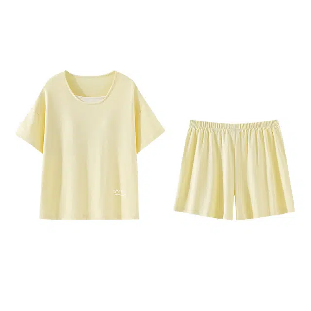 欧诗帛 可外穿短袖薄款带胸垫休闲家居服睡衣套装 女款 图片色