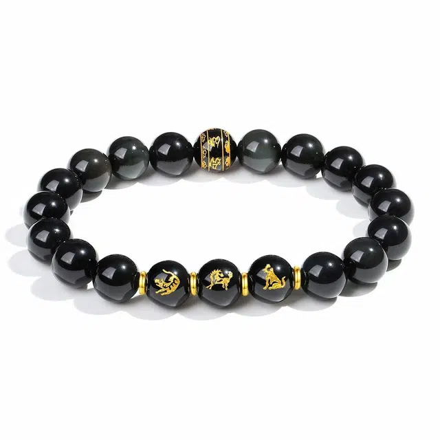 【普陀山官方已过香】 普陀山文创 新中式十二生肖三合转运珠 诸事顺利本命年平安暴富好运连连手饰#好运 黑曜石 手串 男女同款情侣款