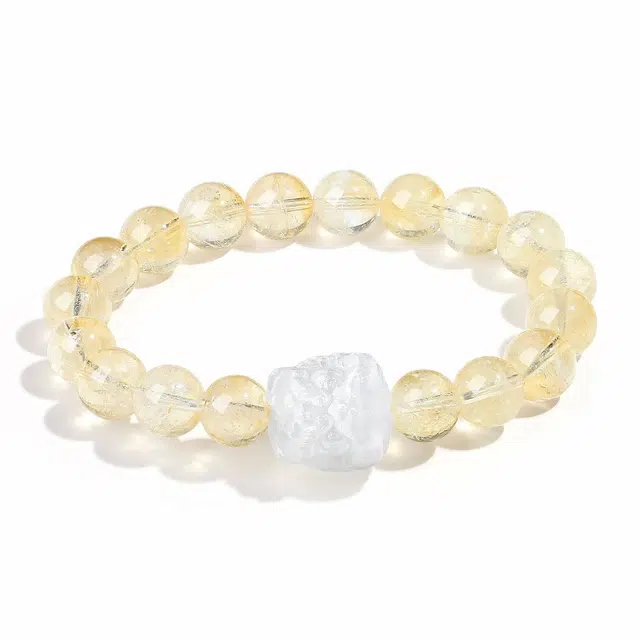 普陀山文创 新中式黄塔晶招财手饰 祥瑞醒狮纳福招财转运 小众设计手饰#好运 水晶 玉石手串 女款