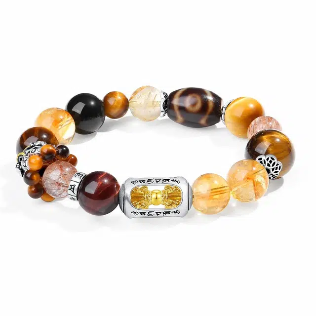【普陀山官方已过香】 普陀山文创 新中式钱途无量国风轻奢转运 八方来财时来运转复古小众设计转运#好运 虎眼石 玉石手串 男女同款情侣款