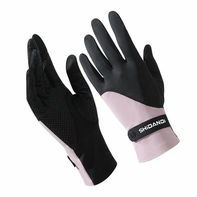 南极人 防紫外线 冰丝薄款防滑 骑行运动加长护腕露指可触屏 锦纶 防晒手套 女款