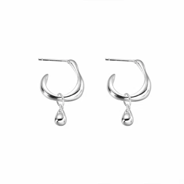 前方大荒野 不规则水滴简约几何线条流线时尚小众设计轻奢高级感镂空精致小巧日常百搭温柔迷人时髦气质 合金 耳环 女款