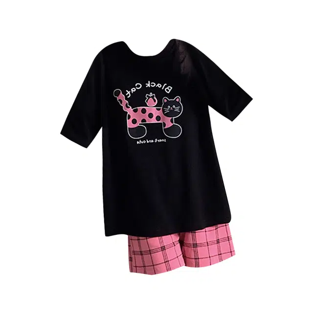 欧诗帛 可爱短袖高级感薄款可出门家居服睡衣套装 女款 图片色