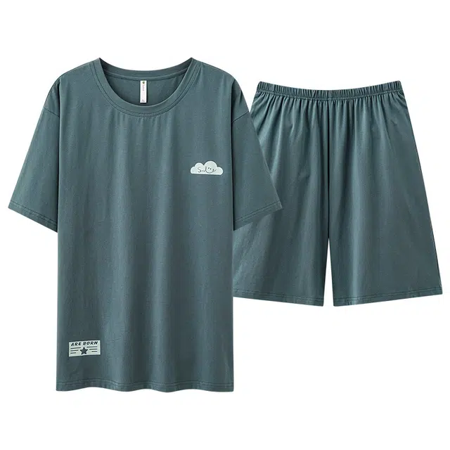 宫蝶 柔软舒适家居服休闲可外穿睡衣套装 男款 绿色