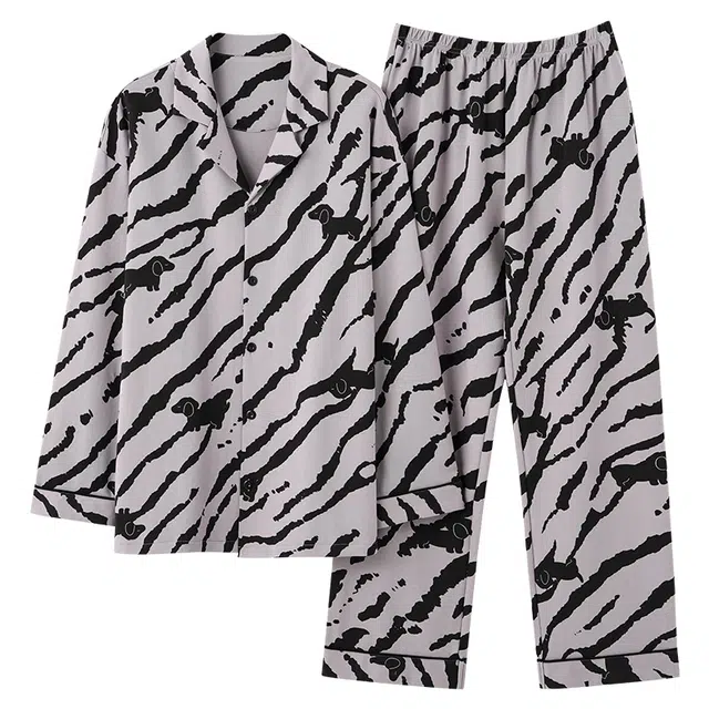 好福份 纯棉卡通小狗长袖家居服睡衣套装 男款 图片色