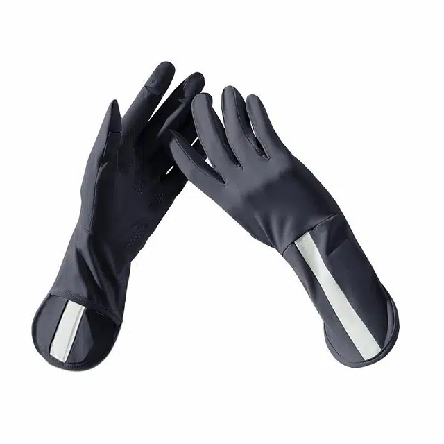 南极人 夏季开车防紫外线露指触屏户外骑行登山运动防滑加长护腕透气 冰丝薄款 防晒手套 女款