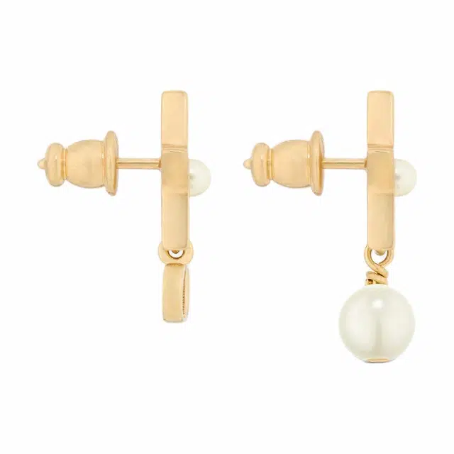 DIOR Pearl Metal Earrings Gold