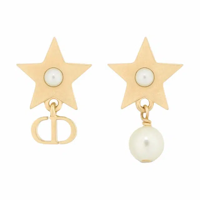 DIOR Pearl Metal Earrings Gold