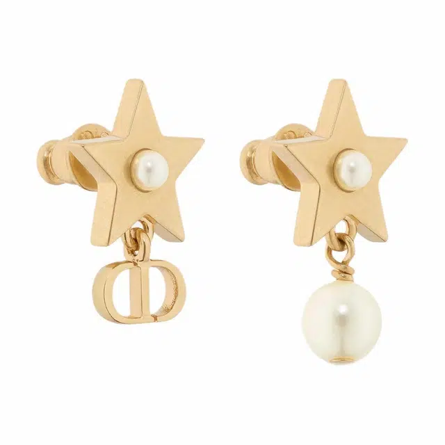 DIOR Pearl Metal Earrings Gold