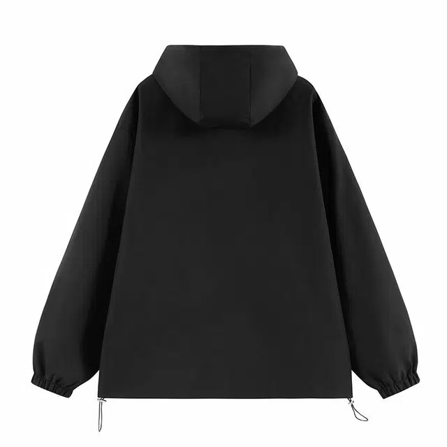 雅鹿  连帽纯色学院风长袖  都市生活/旅游/通勤 防水防风冲锋衣 男女同款 黑色