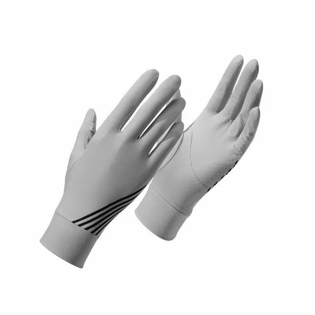 俞兆林 户外出行骑行开车登山钓鱼防滑夏季防紫外线遮阳练车可触屏漏二指冰丝凉感透气薄款 锦纶 防晒手套 女款