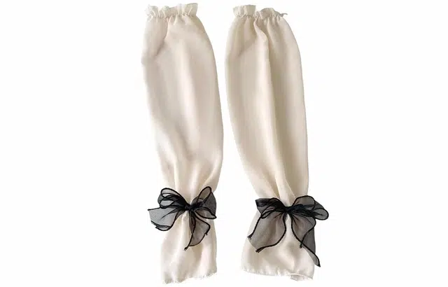 优幽兰 韩版潮流高级感薄款透气袖套 百搭小众设计感蝴蝶结手袖防紫外线宽松 冰袖开车骑行护手臂 聚酯纤维 防晒袖 女款