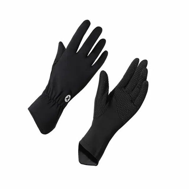 浪莎 户外冰丝凉感开车学车骑行登山钓鱼全职防滑可漏二指触屏透气舒适防紫外线 锦纶 防晒手套 女款