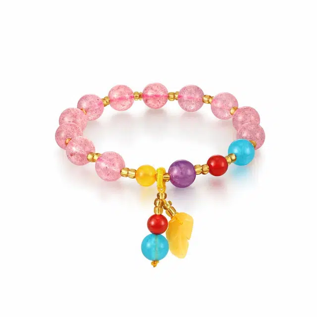 【招桃花】 喜钻 士多卑利晶 双鱼、天秤、白羊星座石 简约精致 草莓晶 手串 女款