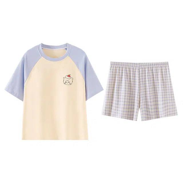 欧诗帛 甜美带胸垫可爱舒适可外穿休闲睡衣套装 女款 图片色