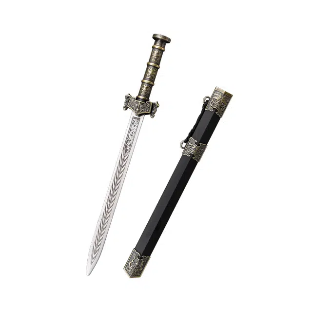 天子剑 神霄剑 合金鞘金属装具不锈钢刃短剑 龙泉宝剑兵器收藏未开刃 成品模型