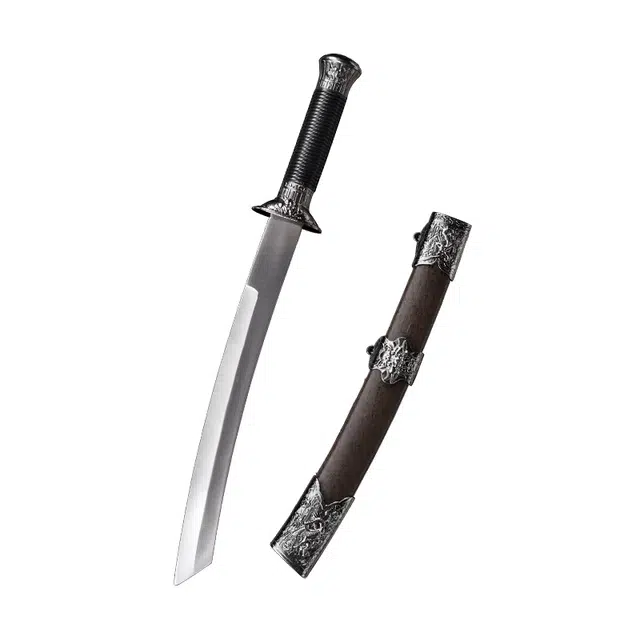 天子剑 龙虎刀 合金鞘金属装龙泉宝剑 不锈钢刃短刀 冷兵器收藏 未开刃 成品模型