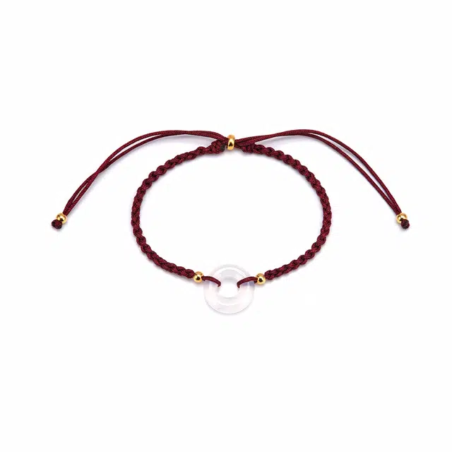 聆听花开 新中式国风平安扣红色编织本明年 族风复古福气满满个性时尚百搭可调节#好运 水晶 手绳 男女同款情侣款