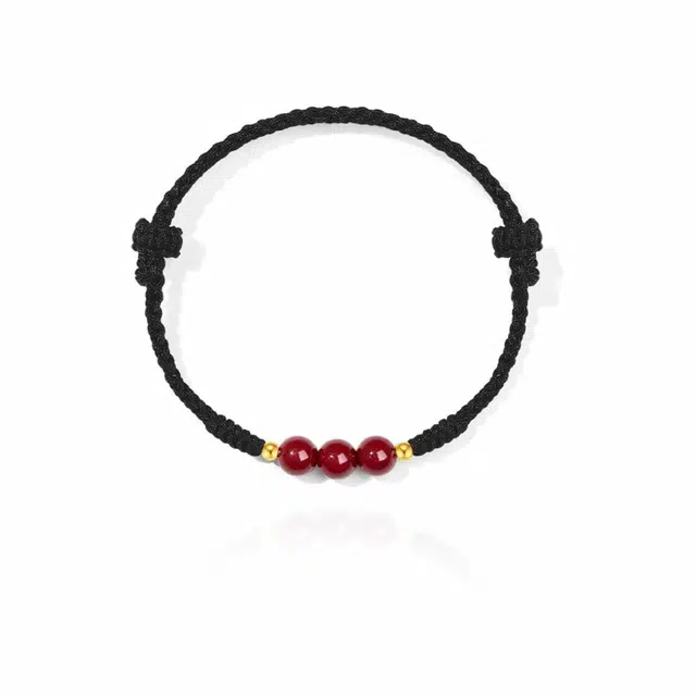 聆听花开 新中式国风转运珠编绳 民族风复古气质个性时尚百搭国潮小众简约设计可调节#好运 朱砂 手绳 男款