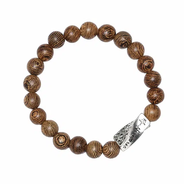 仙友 新中式国潮平安喜乐高级感招财纳福单圈文玩佛珠简约复古个性潮酷念珠考试上岸盘玩#好运配饰 鸡翅木 手串 男女同款情侣款