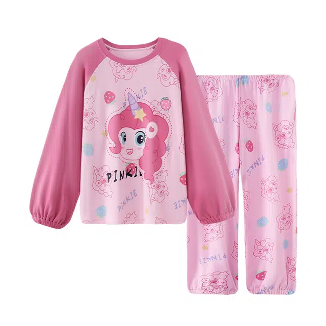 乐姿韵 甜美可爱时尚卡通圆领柔软舒适睡衣套装 女款 粉色