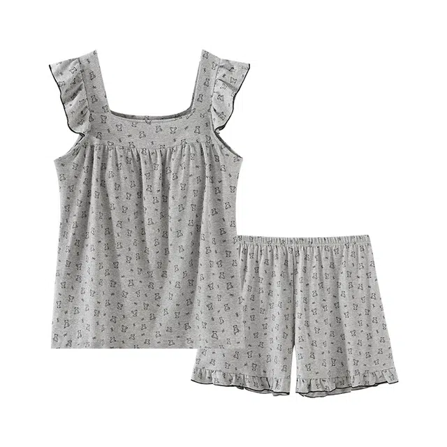 欧诗帛 甜美可外穿薄款带胸垫休闲家居服睡衣套装 女款 图片色