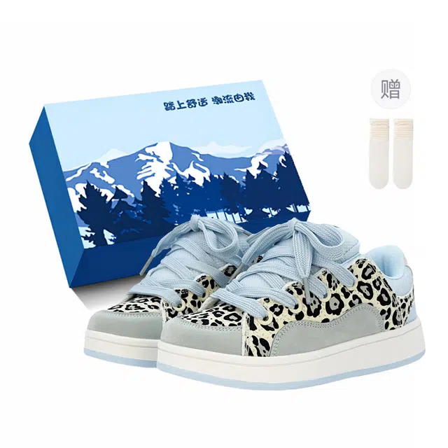 小鹿米利 港风原创小众拼色百搭运动休闲 包裹性防滑耐磨 低帮 板鞋 女 冰蓝