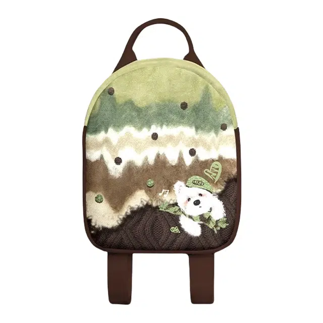奥松 可爱萌萌西高地小型背包书包外出出游 绒面科技布 双肩包 小号 男女同款情侣款 绿色/黑色/棕色
