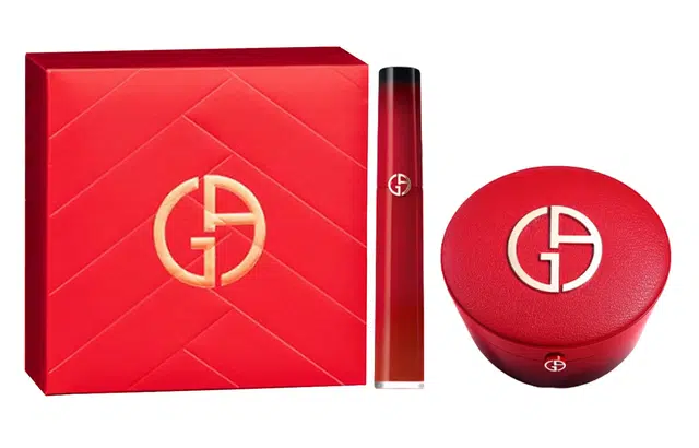 阿玛尼 蛇年新春高定丝绒唇釉气垫彩妆套装 控油自然持久哑光修饰肤色