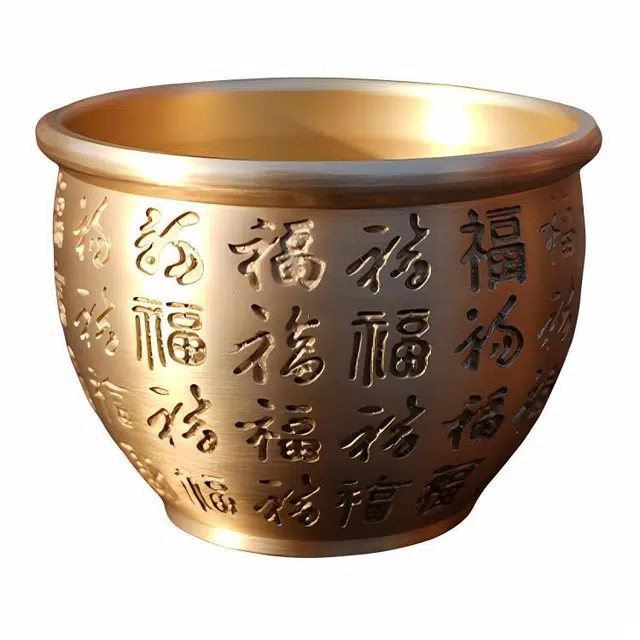 【灵隠景区直发  已过香】 西子童话 百福缸招财聚财聚宝盆办公桌面 黄铜 玄关摆件 男女同款情侣款