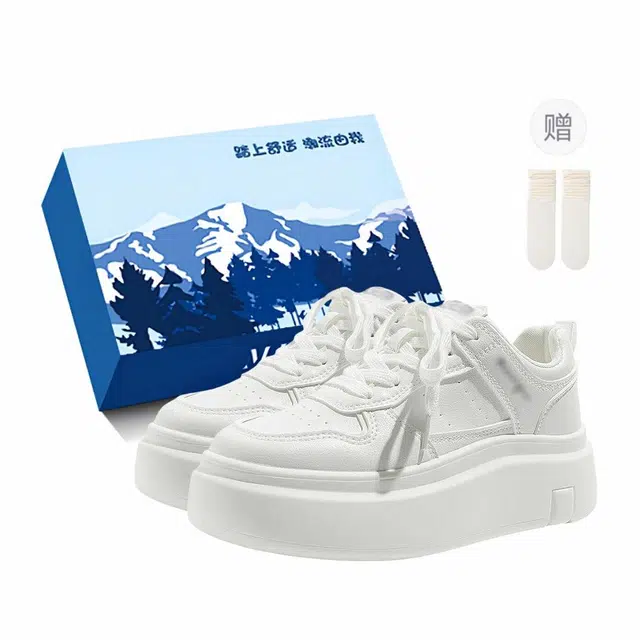 小鹿米利 厚底运动休闲 板鞋 女 米白色