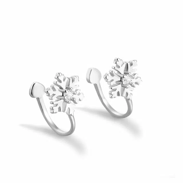 饰伴 冰晶雪夜 高级时尚简约 小众冷淡风创意设计 精致气质感 新中式 日常百搭 合金 耳夹 男女同款情侣款