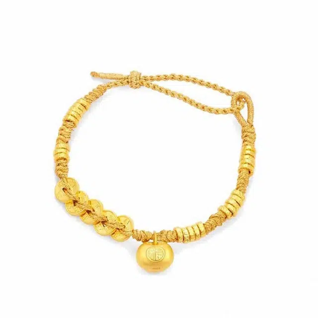 谧月珠宝 招财五帝钱 新中式国潮轻奢精致创意小众设计高级感优雅大气小胖福日常通勤百搭久不掉色好运 合金 手绳 男女同款情侣款