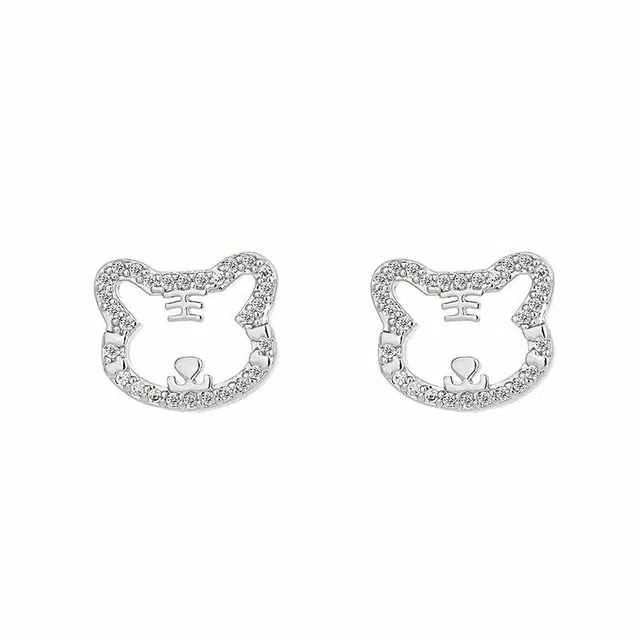前方大荒野 小虎耳饰璀璨亮眼虎虎生风萌趣可爱甜美小清新轻奢高级感时尚小众设计日常通勤休闲百搭精致独特 锆石 耳钉 女款