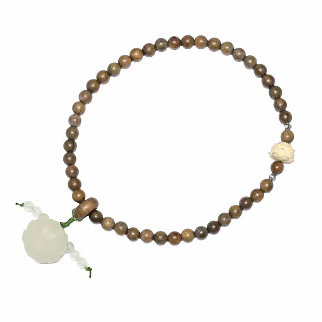 仙友 国潮新中式好运连连高级感招财纳福双圈文玩莲花佛珠简约香盒复古个性潮酷念珠考试上岸盘玩#好运 绿檀 手串 男女同款情侣款