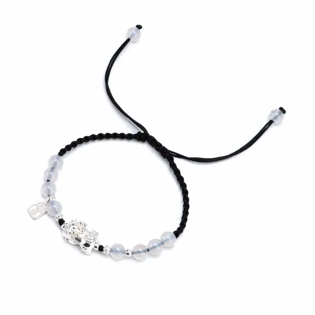 【s925银 不掉色】 聆听花开 新中式国风福字貔貅编绳招财 复古国潮民族风文艺简约小众时尚气质百搭可调节#好运 水晶 手绳 男女同款情侣款