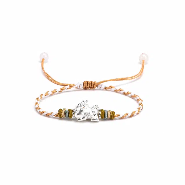 【s925银 不掉色】 聆听花开 新中式国风貔貅编绳招财 国潮民族风文艺简约设计小众时尚气质百搭可调节#好运 水晶 手绳 男女同款情侣款