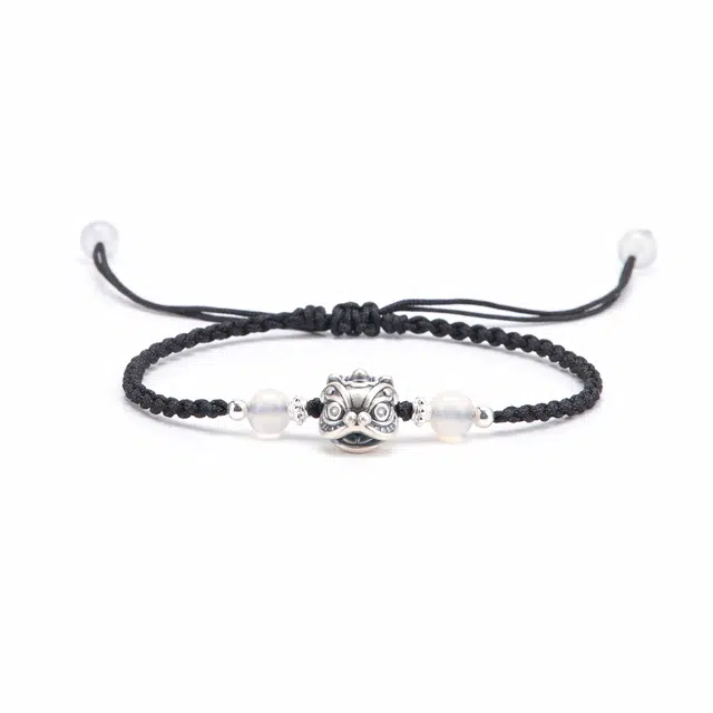聆听花开 新中式国风醒狮编绳 国潮民族风文艺时尚简约设计小众个性时尚气质百搭可调节#好运 水晶 手绳 男女同款情侣款