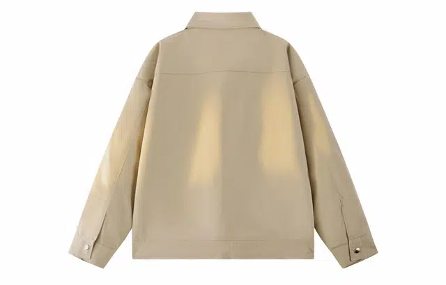 雅鹿 宽松纯色休闲工装飞行员舒适长袖夹克外套 男女同款 卡其色