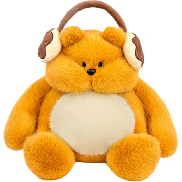 乐乐鱼 小熊汉堡甜甜圈双肩书包甜甜圈 可爱舒适 玩偶周边