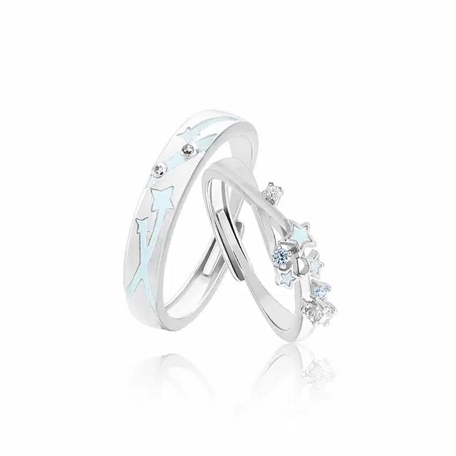 克兰茜 钟情久久 星降之夜对戒 甜蜜小众设计高级感宝藏告白官宣 精美礼盒可调节开口戒一对装 铜 戒指 男女同款情侣款