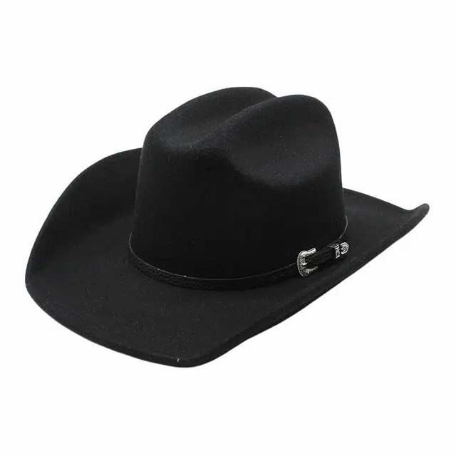 木林森 西部牛仔帽时尚一字顶民族风藏族牛仔帽 毛呢 礼帽 男女同款情侣款