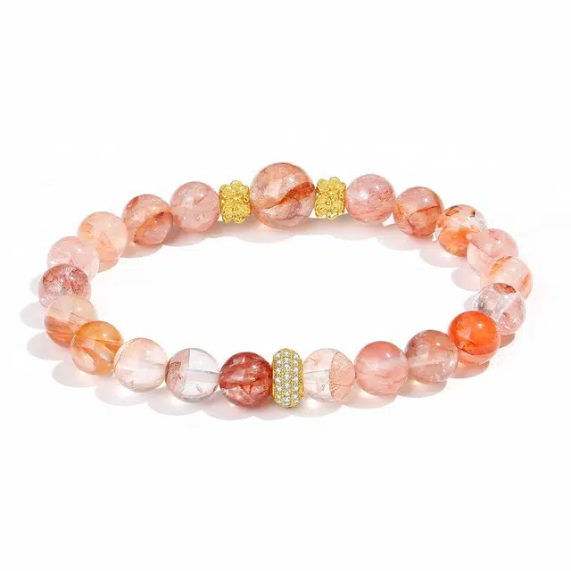 普陀山文创 新中式小众设计转运珠 八方来财多财多福红胶花祈运国风串珠 礼盒装#好运 水晶 玉石手串 女款