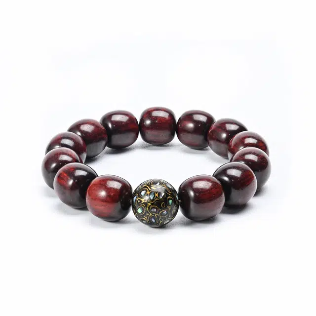 天纵 乙巳蛇年一叶暴富 小众设计高级感文玩佛珠   中式美学非遗传承 搭配大漆转运珠复古大气好运 紫檀属 手串 男款